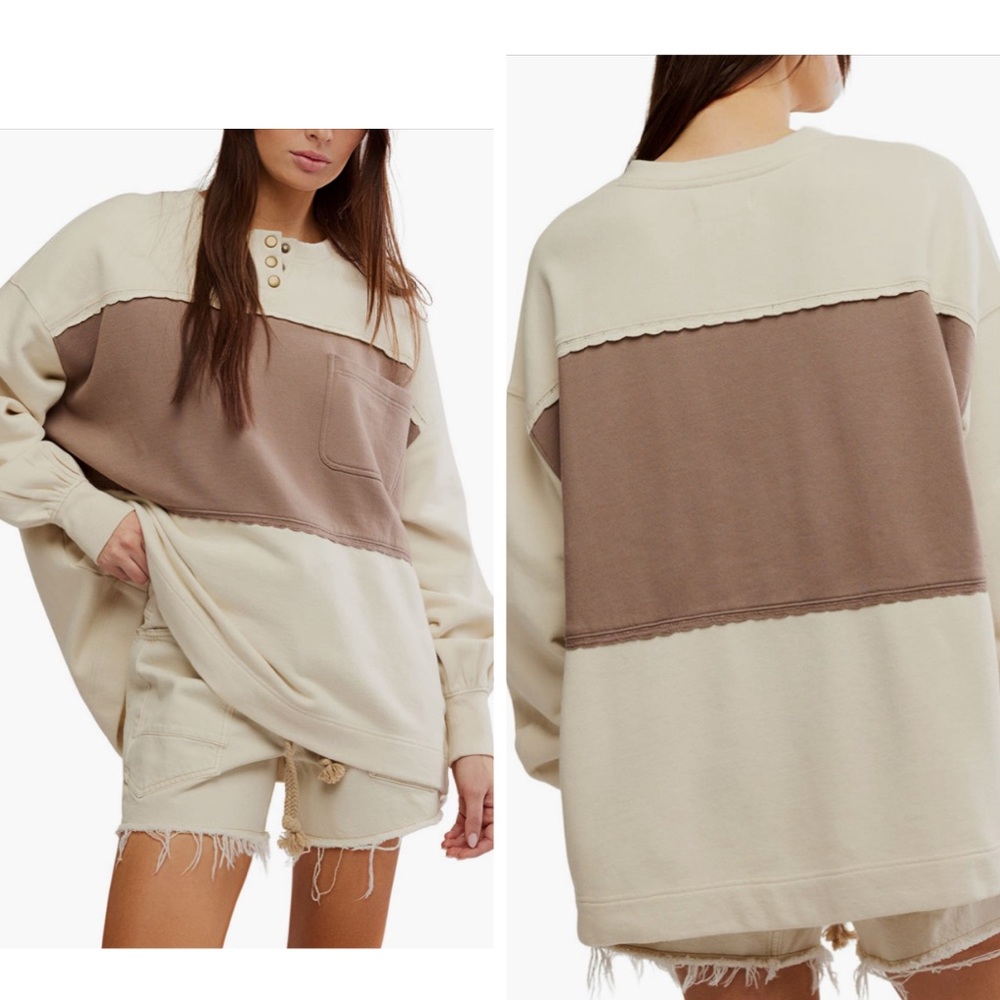 Free People Strawberry Color block Sweatshirt. Color Summer Combo.